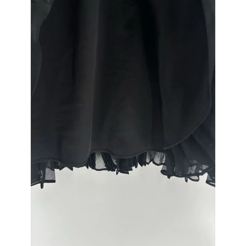 Victor Costa Vintage Skirt Womens 8 Black Pleated Lined Knee Length Chiffon